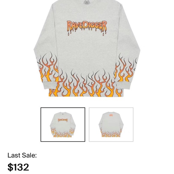 PALACE RAVEDIGGER LONGSLEEVE Shirt Gray Grey Marl Orange Flame Men’s Size Small - Picture 7 of 7